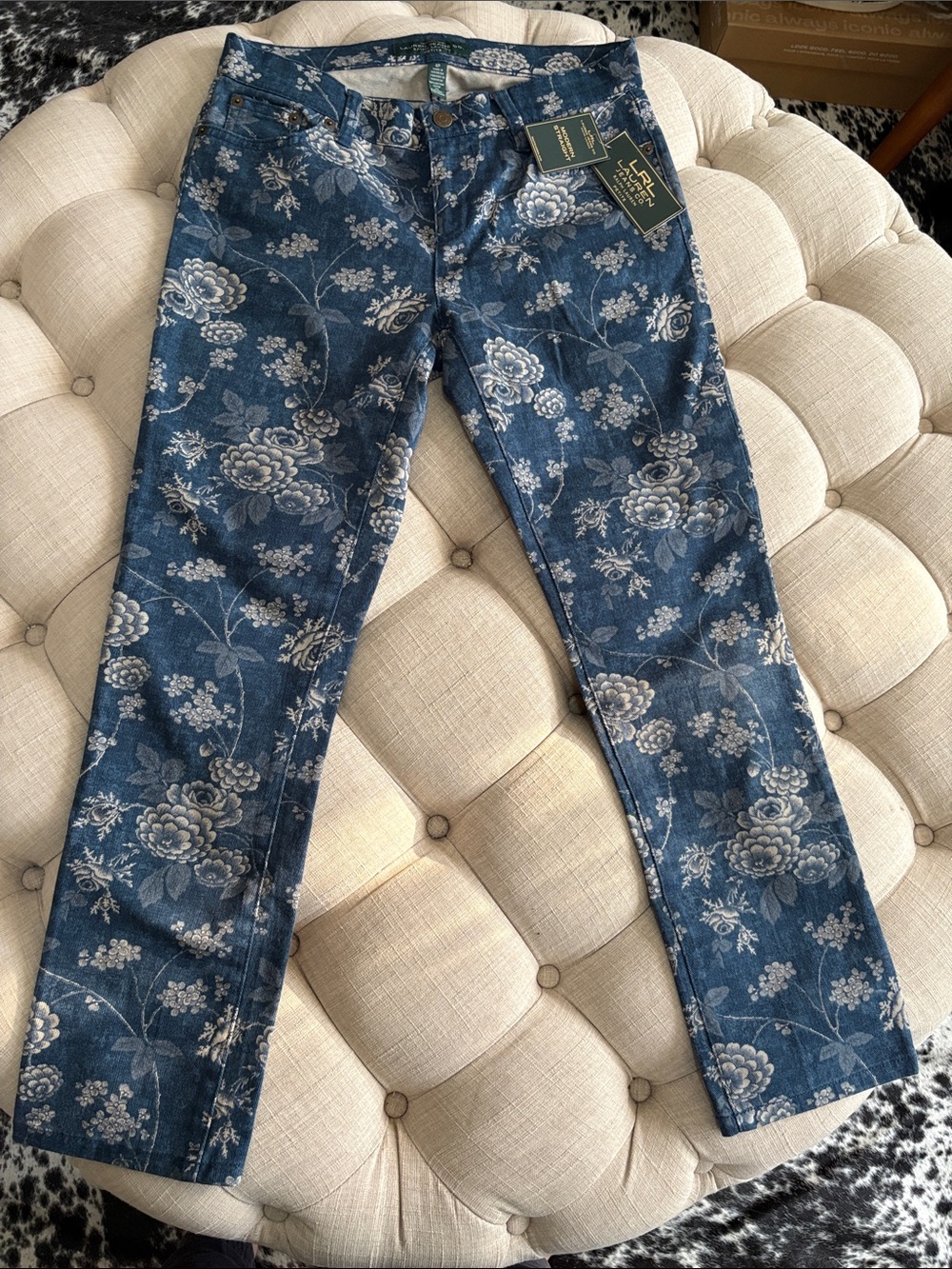 Lauren Ralph Lauren Blue Floral Straight-Leg Jeans
